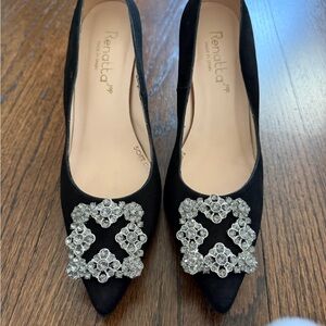Black Women's Shoes with Silver Embellishments